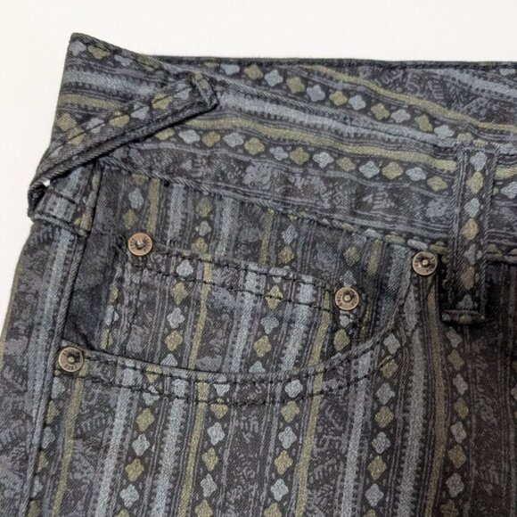 Free People Striped Jeans Womens 26 Geometric Cropped Skinny Boho Statement - Picture 9 of 10
